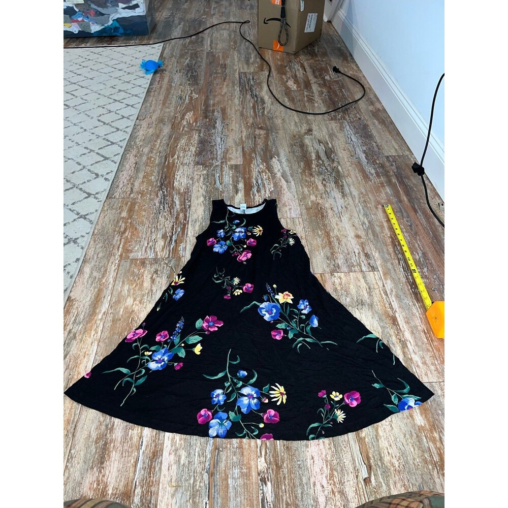 Women’s Old Navy Black & Multi Color Floral Print Sleeveless Dress Size XS